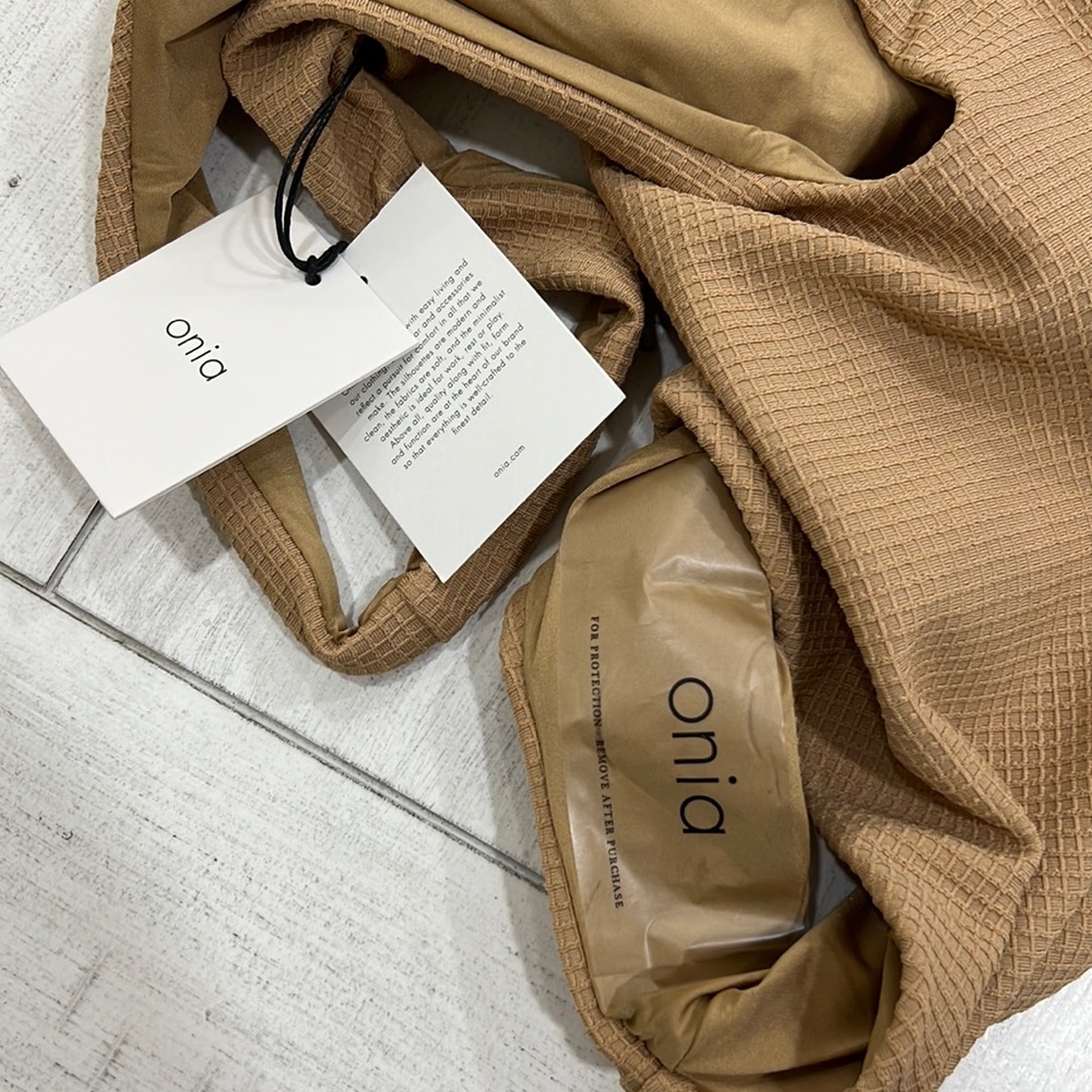 Onia Rachel One-Piece Swimsuit Waffle Texture Tan Ribbed NWT Size S - Picture 4 of 6